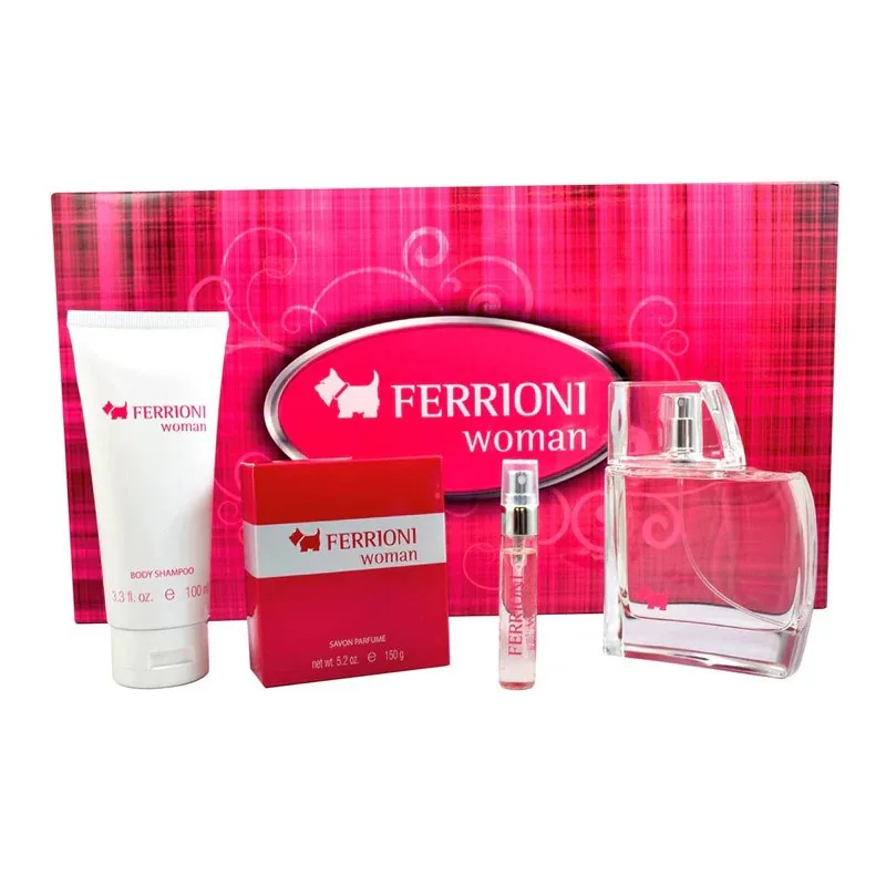 SET D FERRIONI WOMAN 100ML. EDP+CREMA+SHAMPOO+MINI