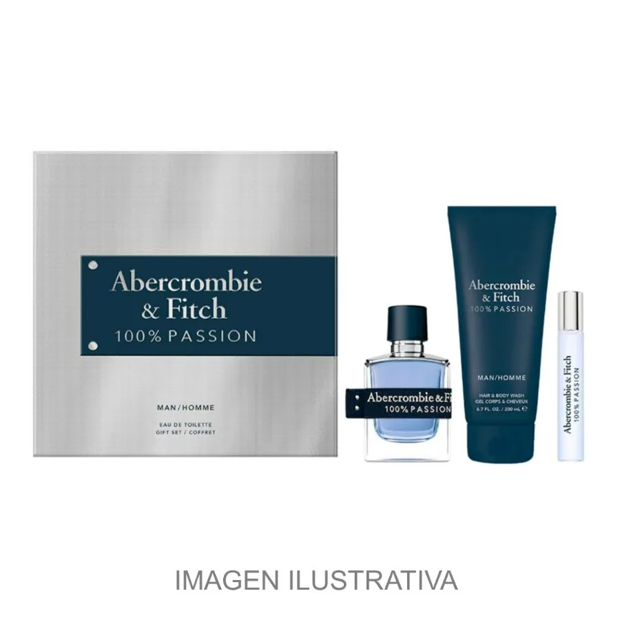 SET C ABERCROMBIE & F. 100% PASSION 100ML. EDT+GEL+MINI