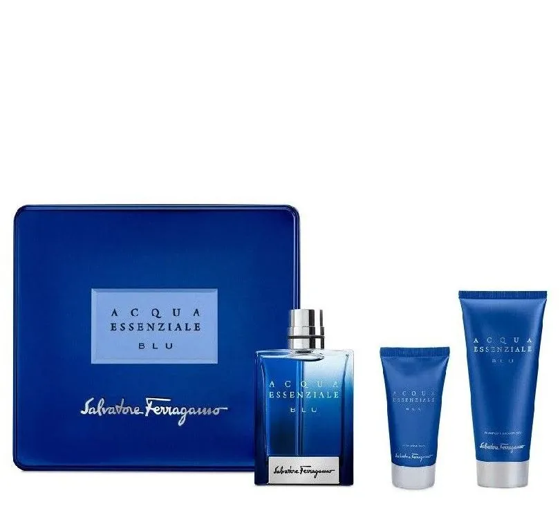 SET C FERRAGAMO ACQUA ESSENZIALE BLU 100ML. EDT+AFTER+GEL
