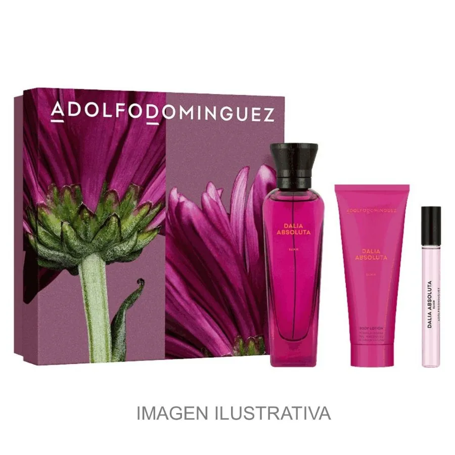 SET D ADOLFO DOMINGUEZ DALIA ABSOLUTA ELIXIR PARFUM 100ML.+MINI+CREMA