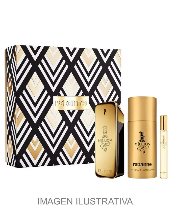 SET C PACO R. MILLION GOLD 100ML. EDP+DESODORANTE+MINI