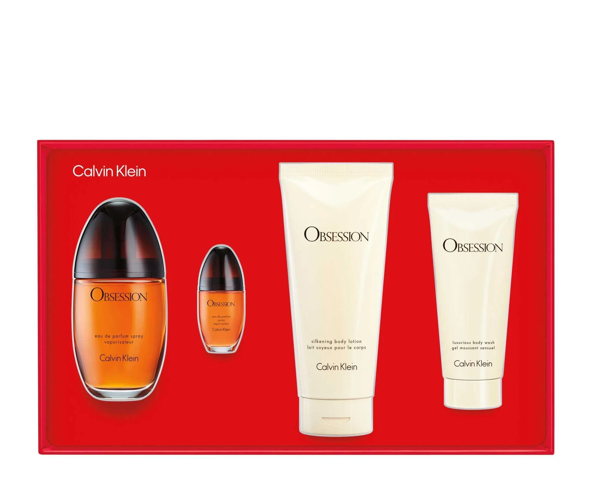 SET D CALVIN K. OBSESSION 100ML. EDP+MINI+CREMA+GEL