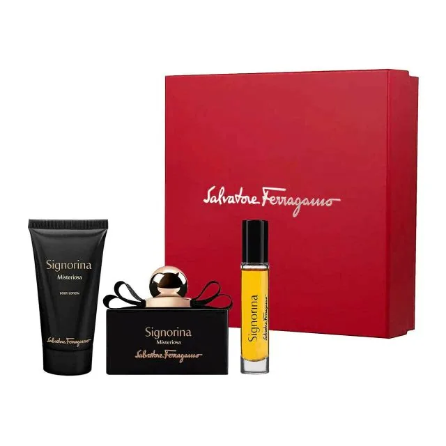 SET D FERRAGAMO SIGNORINA MISTERIOSA 100ML. EDP+CREMA+MINI