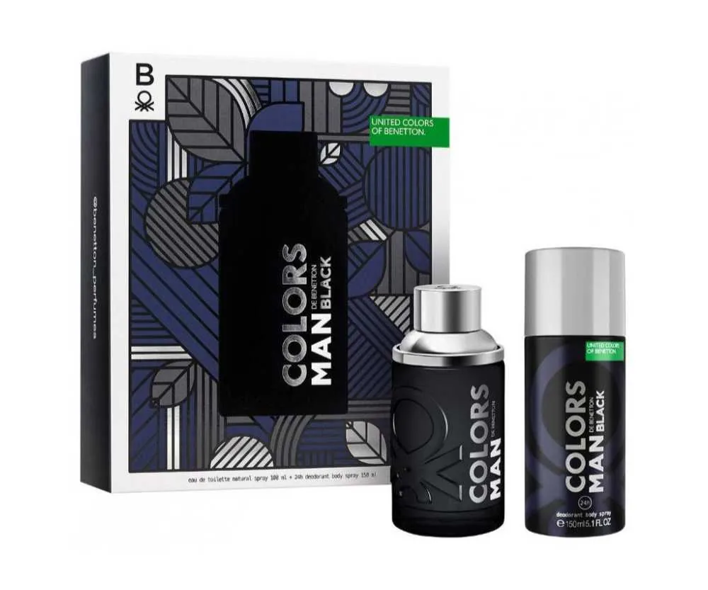 SET C BENETTON COLORS MAN BLACK 100ML. EDT+DESODORANTE
