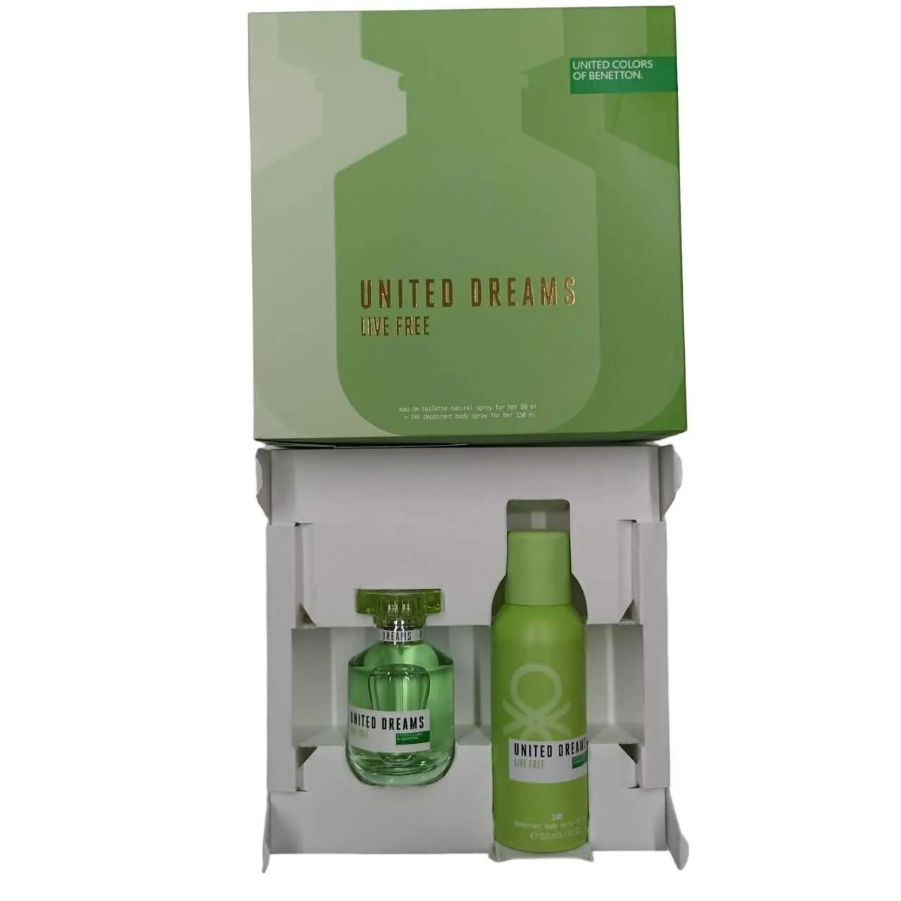 SET D BENETTON UNITED D. LIVE FREE 80ML. EDT+DESODORANTE