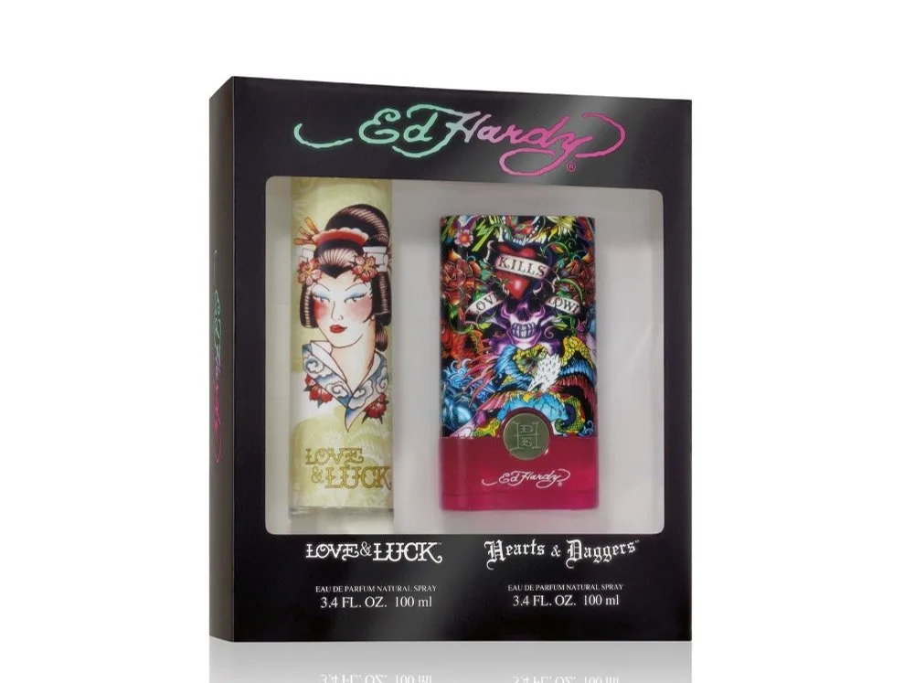 SET D ED HARDY LOVE & LUCK+ HEARTS & DAGGERS.