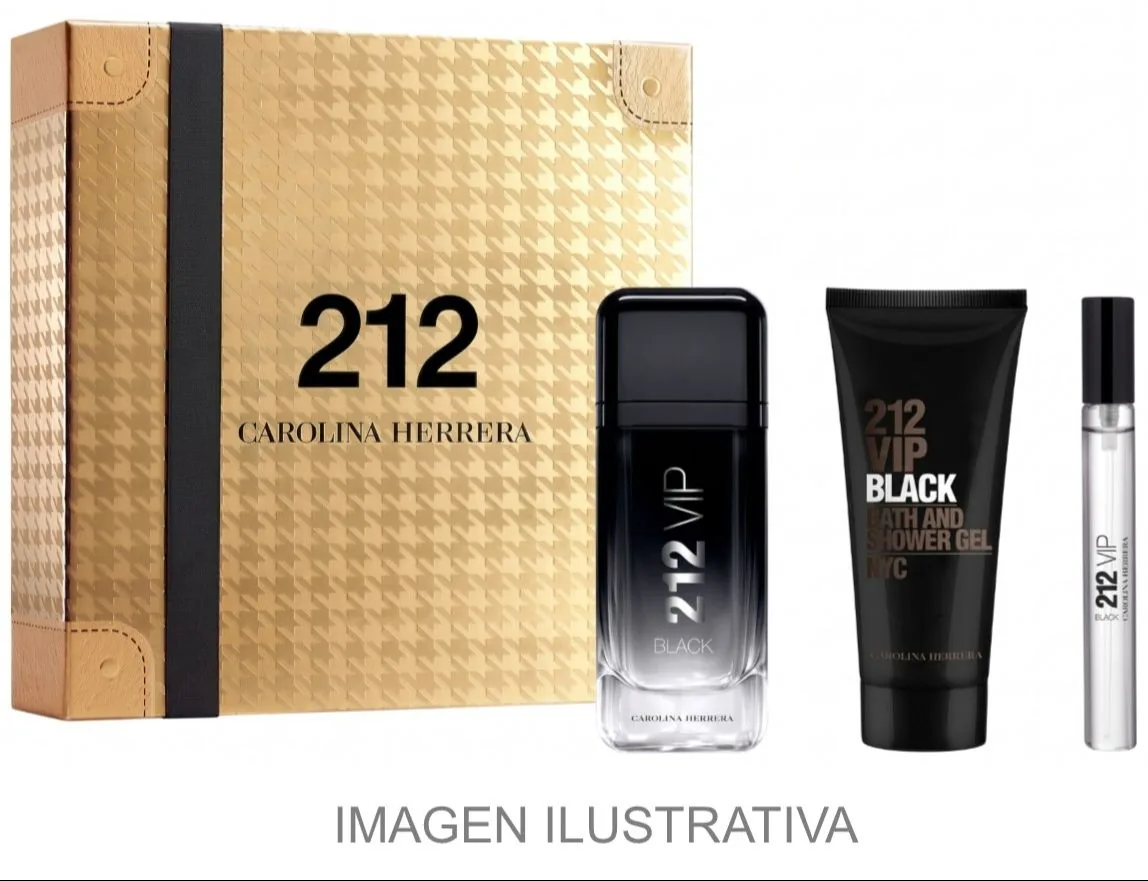 SET C CAROLINA H. 212 VIP BLACK 100ML. EDP+MINI+GEL