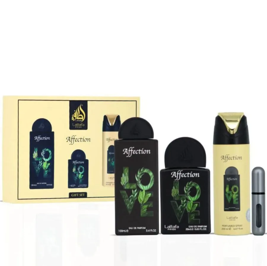 SET U LATTAFA AFFECTION 100ML. EDP+MINI+BODY+ATOMIZADOR