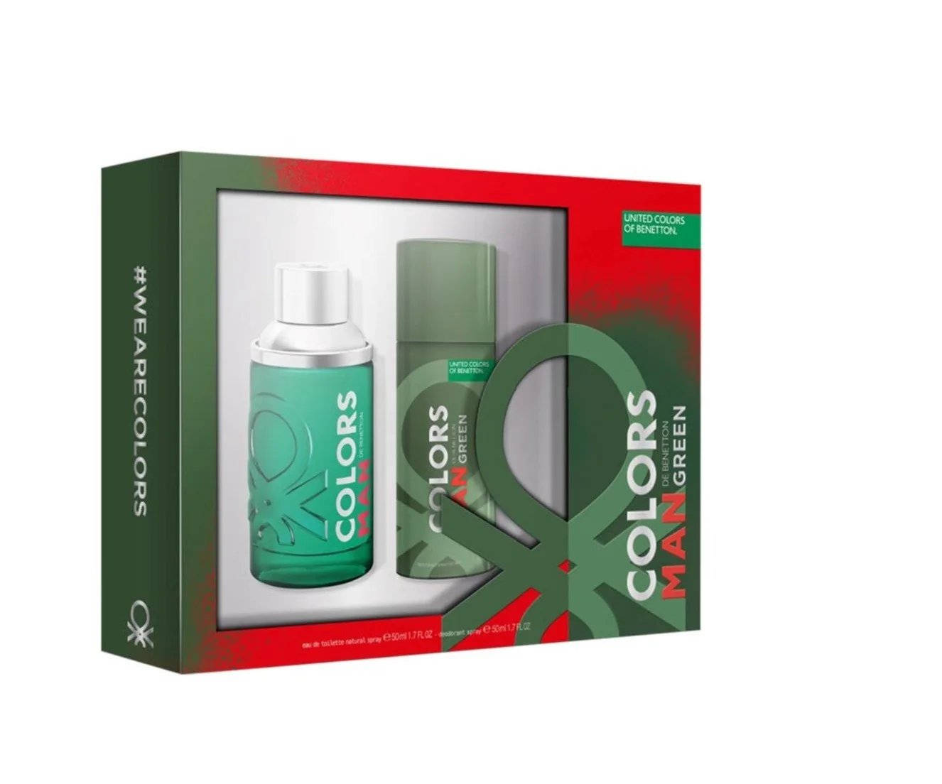 SET C BENETTON COLORS GREEN 100ML. EDT+DESODORANTE