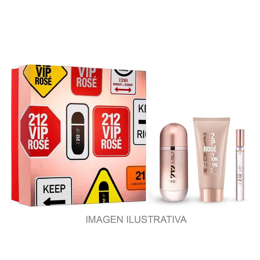 SET D CAROLINA H. 212 VIP ROSE 80ML. EDP+CREMA+MINI