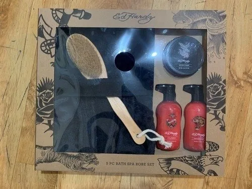 SET C ED HARDY CONJUNTO DE BATA DE BAÑO