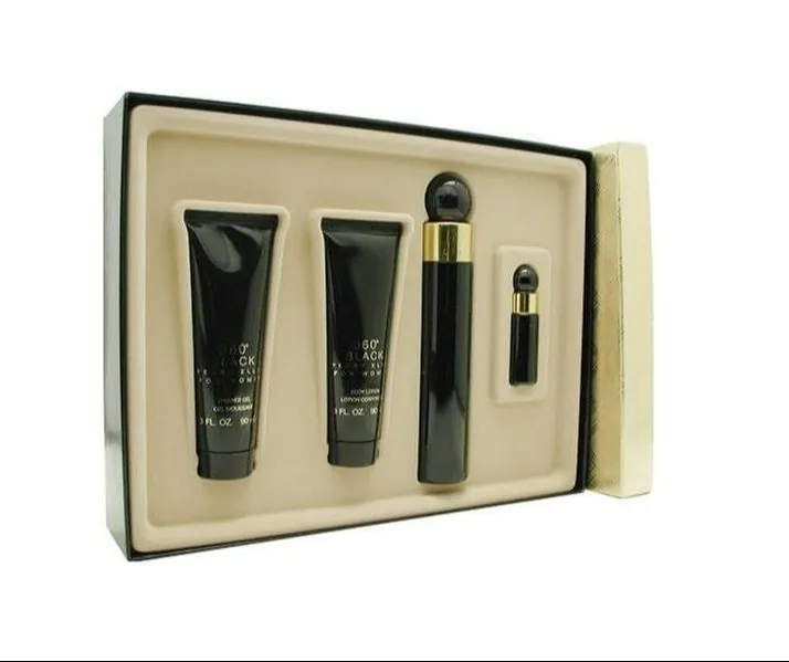 SET C PERRY E. 360?BLACK 100ML. EDT+MINI+GEL+AFTER