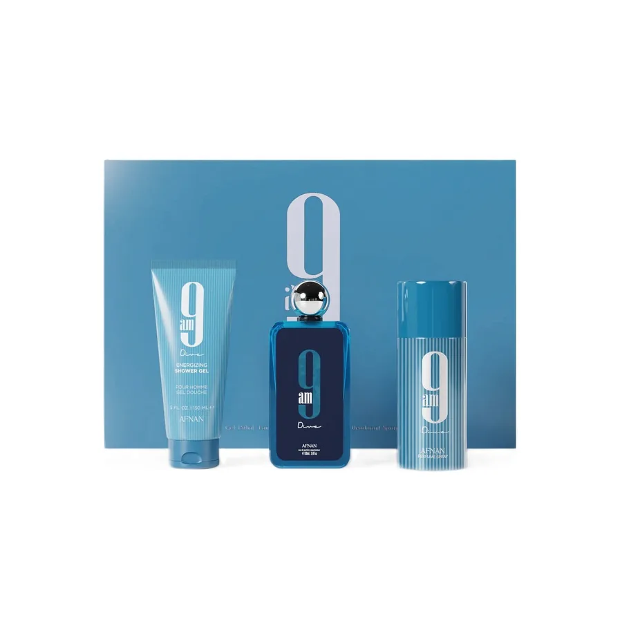 SET U AFNAN 9AM DIVE 100ML. EDP+GEL+DESODORANTE