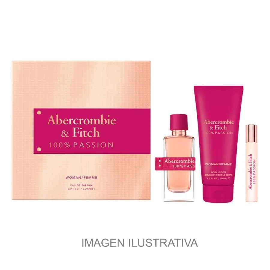 SET D ABERCROMBIE & F. 100% PASSION 100ML. EDP+CREMA+MINI